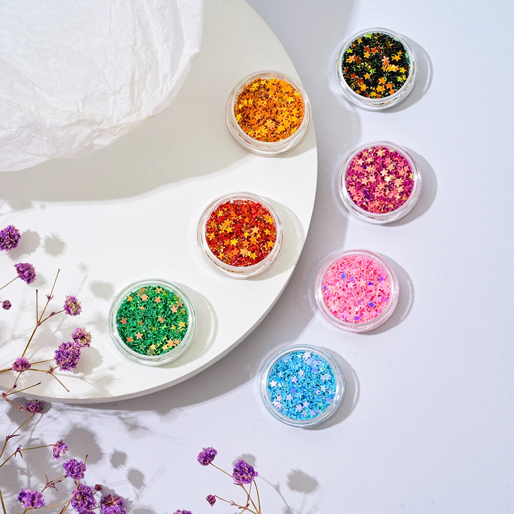 Five Pointed Star Design Nail Glitters - Holographic Glitter Sequins