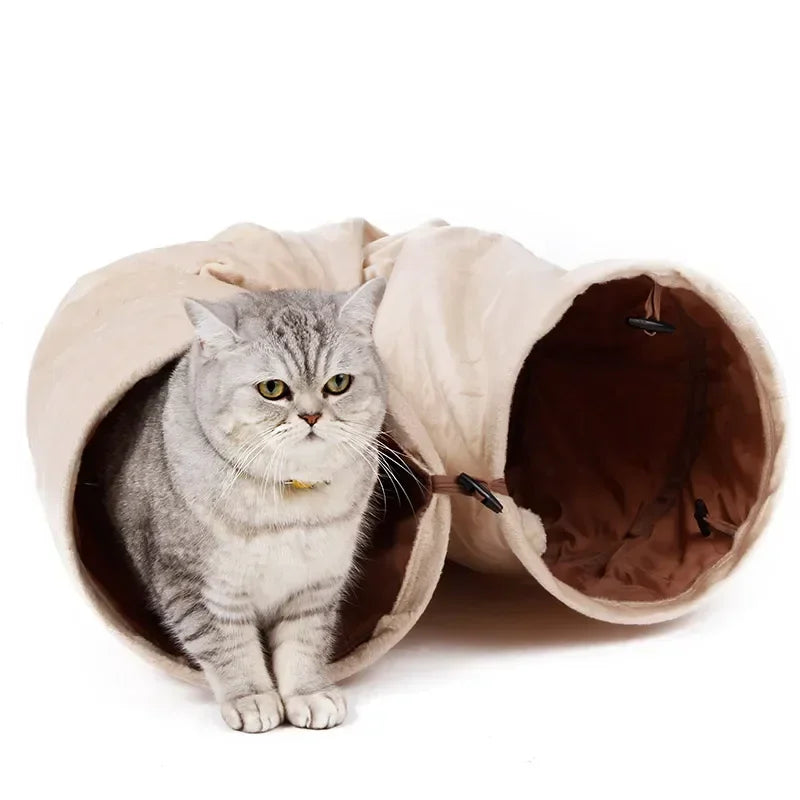 Long Cat Tunnel with Ball- Foldable Suede Material