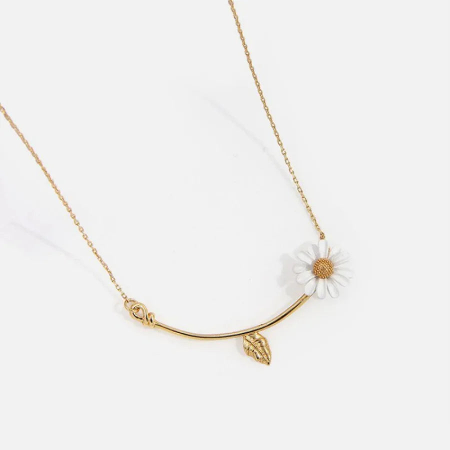 Women Daisy Pendant Necklace- Gold Color- Clavicle Chain