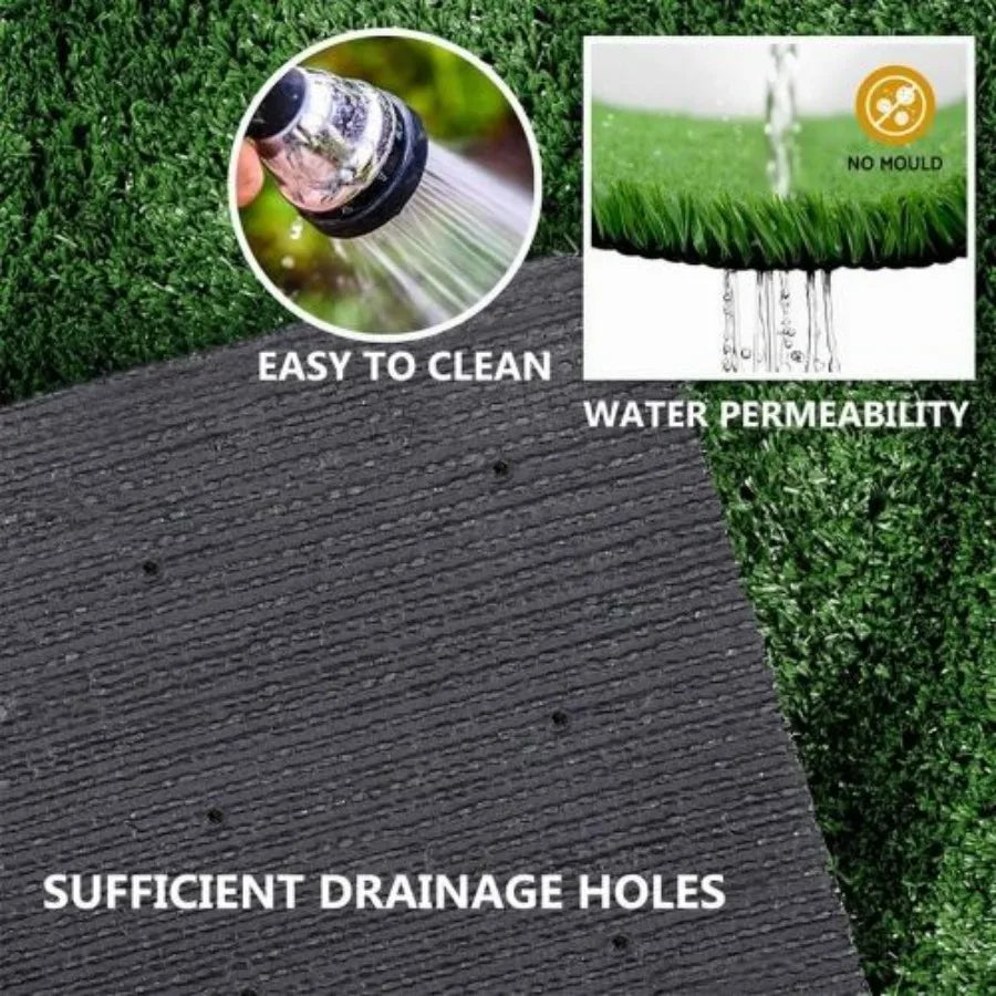 5ft x 10ft Premium Artificial Turf Mat with Drainage Holes. Thick Fake Grass with Rubber Backing Ideal for Indoor Outdoor
