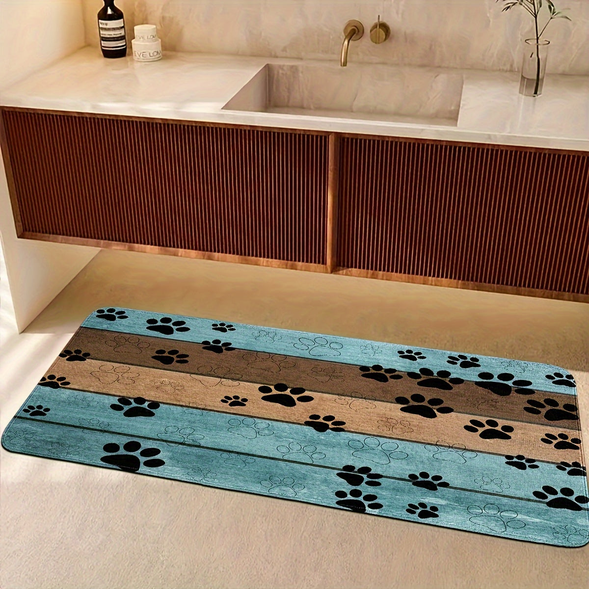 Quick-Dry Dog Paw Print Door Mat- Soft & Absorbent