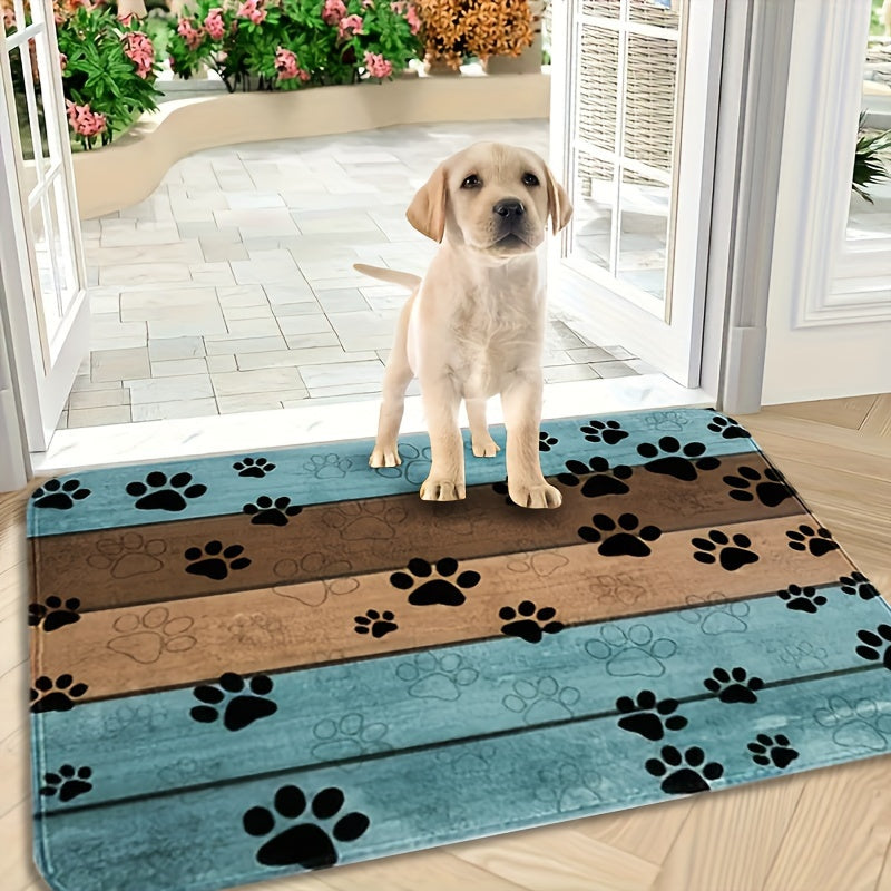 Quick-Dry Dog Paw Print Door Mat- Soft & Absorbent