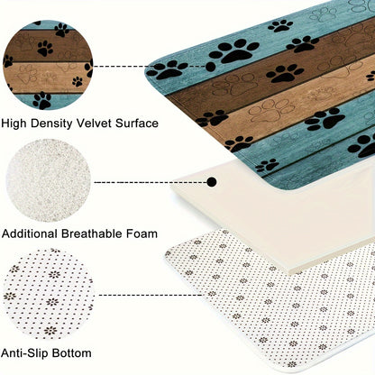 Quick-Dry Dog Paw Print Door Mat- Soft & Absorbent