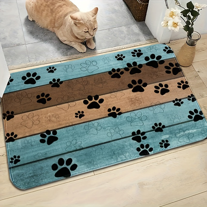 Quick-Dry Dog Paw Print Door Mat- Soft & Absorbent