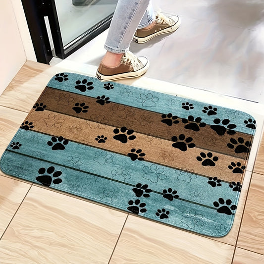 Quick-Dry Dog Paw Print Door Mat- Soft & Absorbent