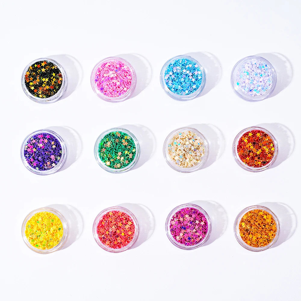 Five Pointed Star Design Nail Glitters -  Holographic Glitter Sequins