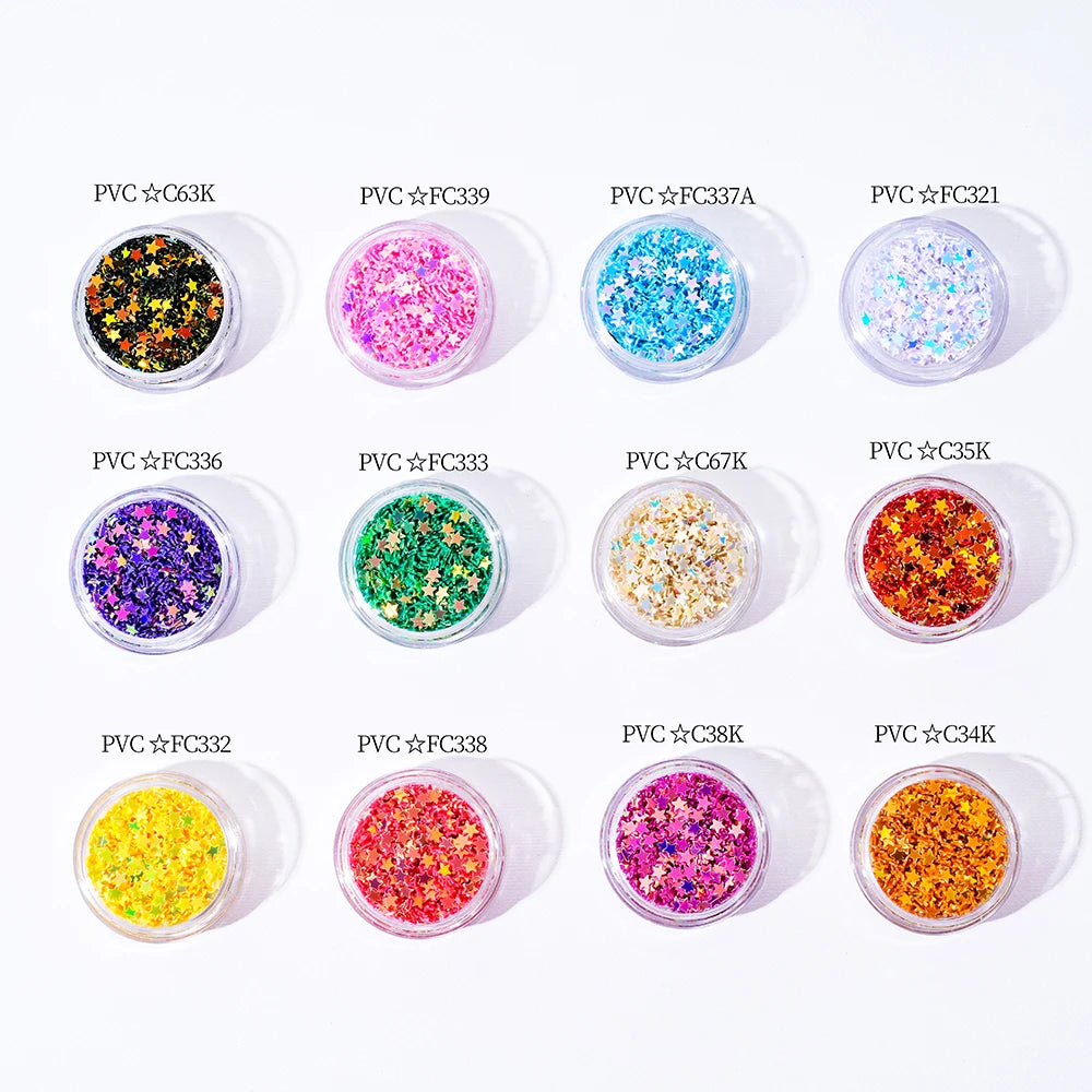 Five Pointed Star Design Nail Glitters -  Holographic Glitter Sequins
