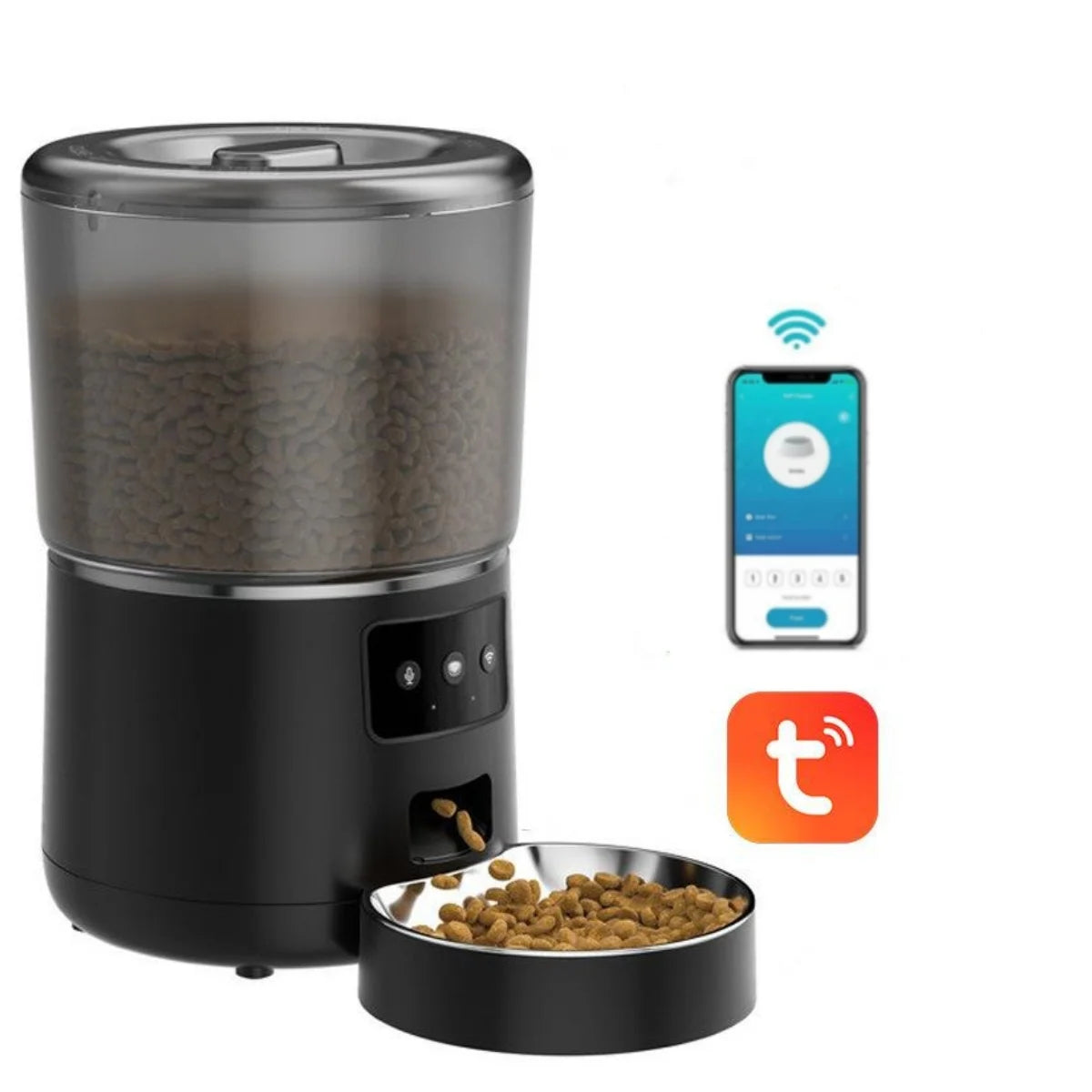 4L Automatic smart pet feeder with stainless steel bowl- Customize healthy food 1-9 portions.
