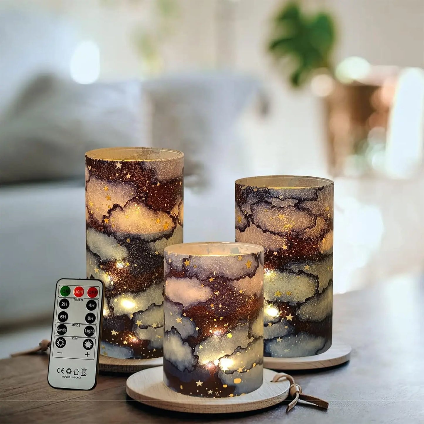 LED Pillar Candles Remote Timer Flickering