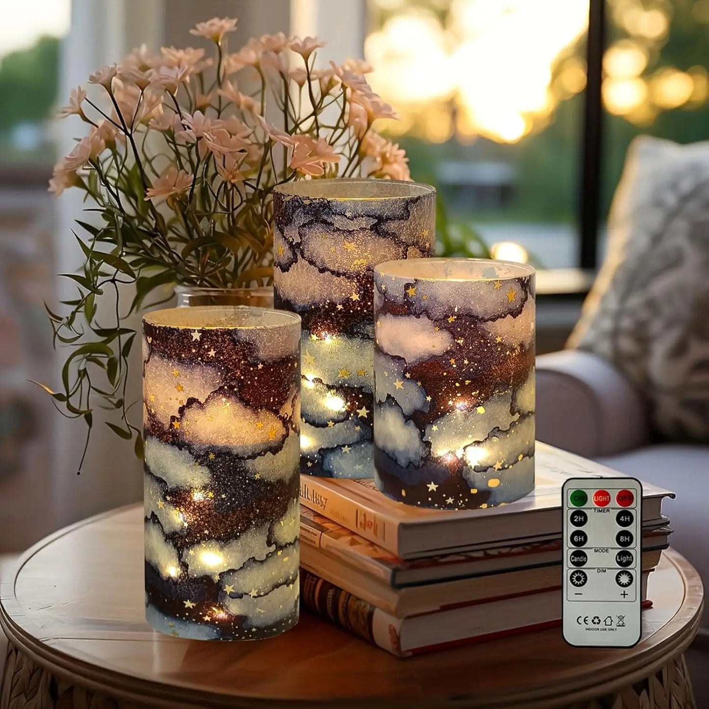 LED Pillar Candles Remote Timer Flickering