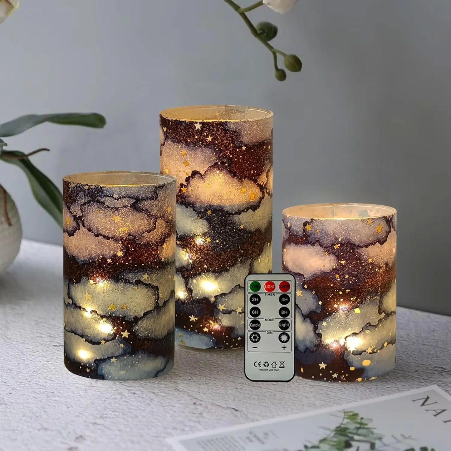 LED Pillar Candles Remote Timer Flickering