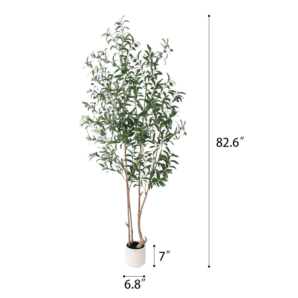 over 6ft Artificial Olive Plant in White Pot