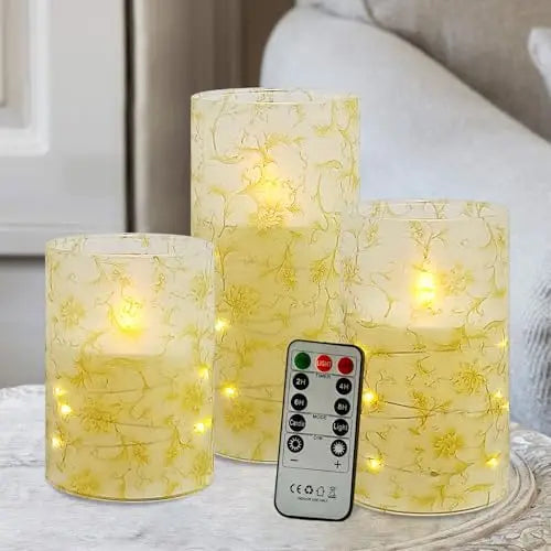 LED Pillar Candles Remote Timer Flickering