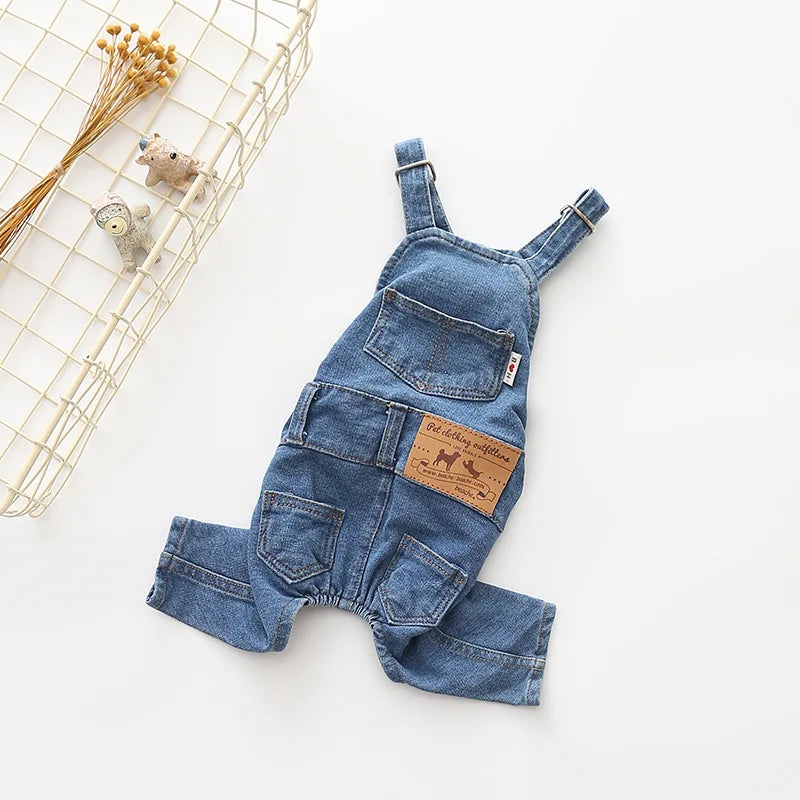 Pet Jean Overalls for Dogs- Soft Denim