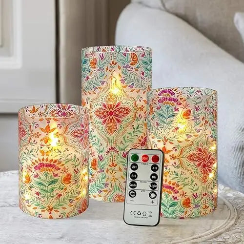 LED Pillar Candles Remote Timer Flickering