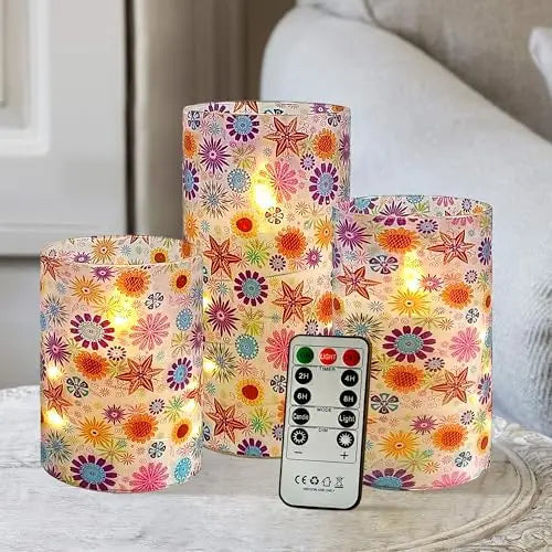LED Pillar Candles Remote Timer Flickering