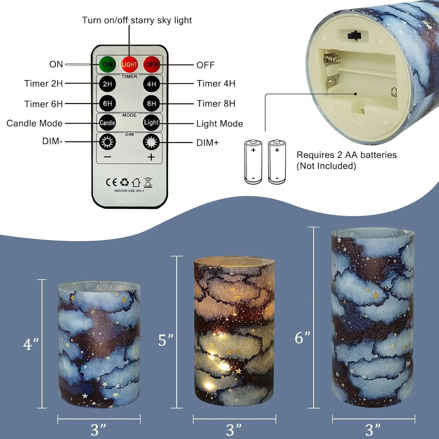LED Pillar Candles Remote Timer Flickering