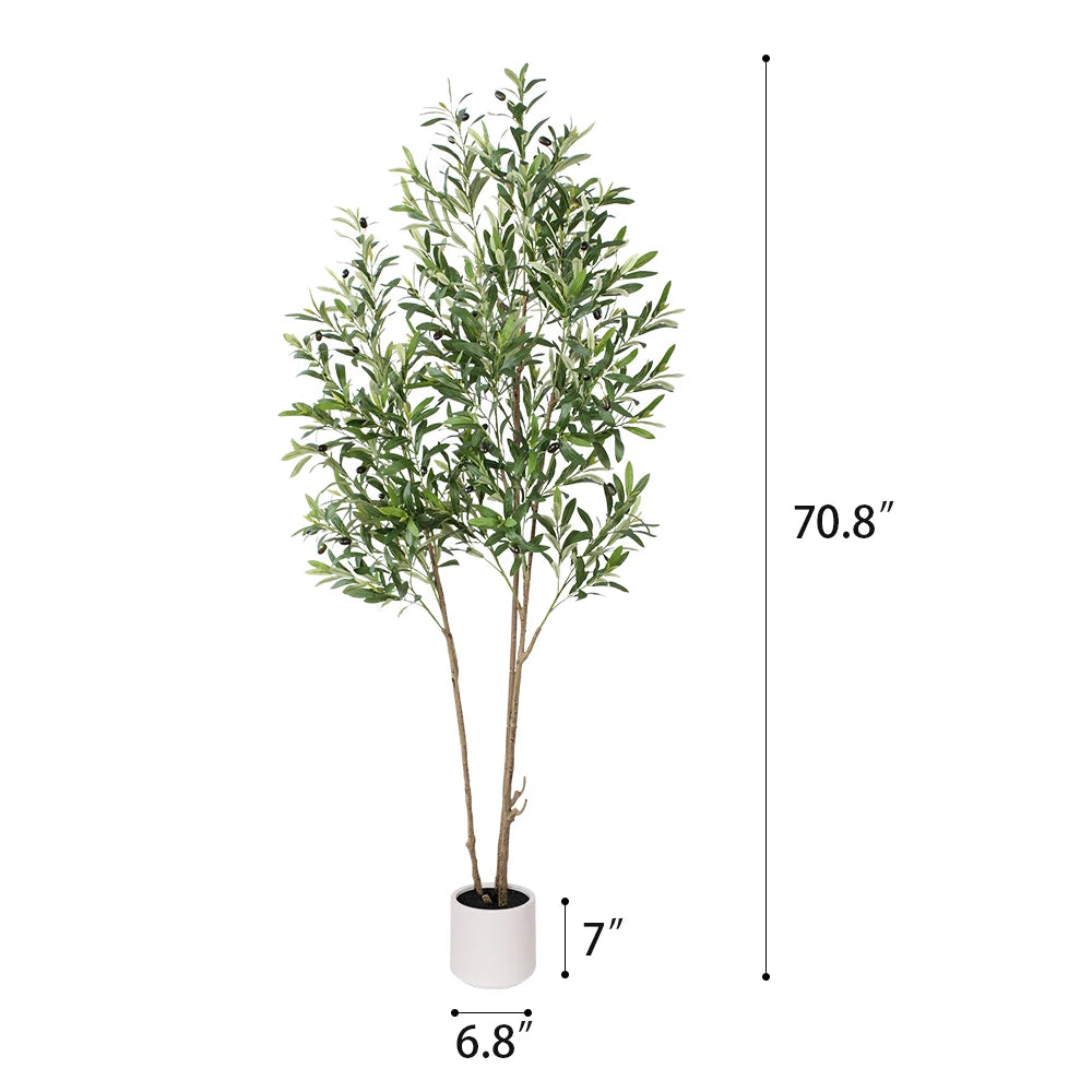 6ft Artificial Olive Plant in White Pot