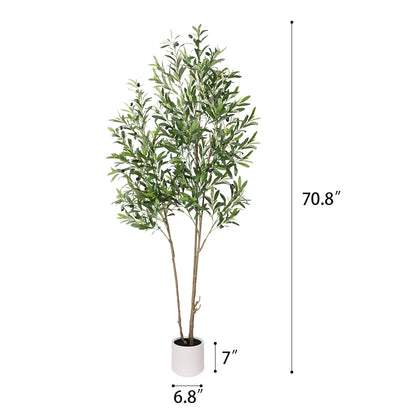 6ft Artificial Olive Plant in White Pot