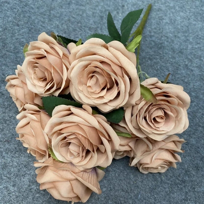 9 Roses/Bouquet - Artificial Silk Flowers