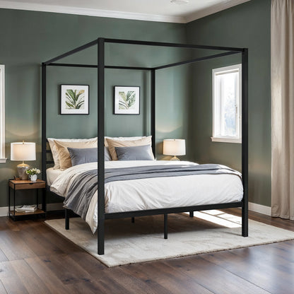 Canopy Bed Framer, 3-Metal Crossbar, No Box Spring Needed