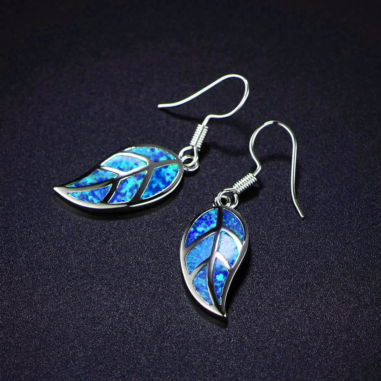 Leaf Imitation Blue Opal Earrings