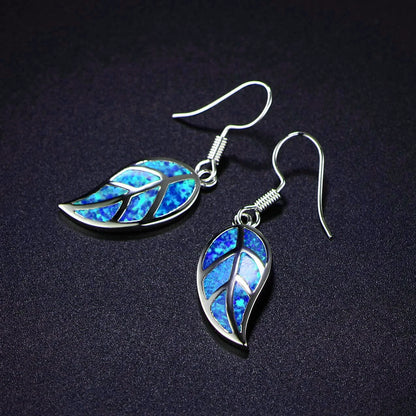 Leaf Imitation Blue Opal Earrings