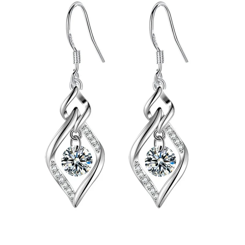 925 Sterling Silver - High Quality Earrings in Blue - Pink - Purple- Crystal Zircon