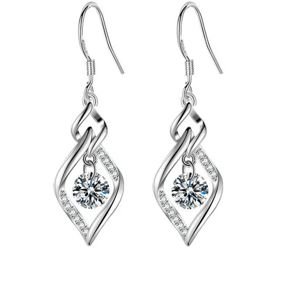 925 Sterling Silver - High Quality Earrings in Blue - Pink - Purple- Crystal Zircon