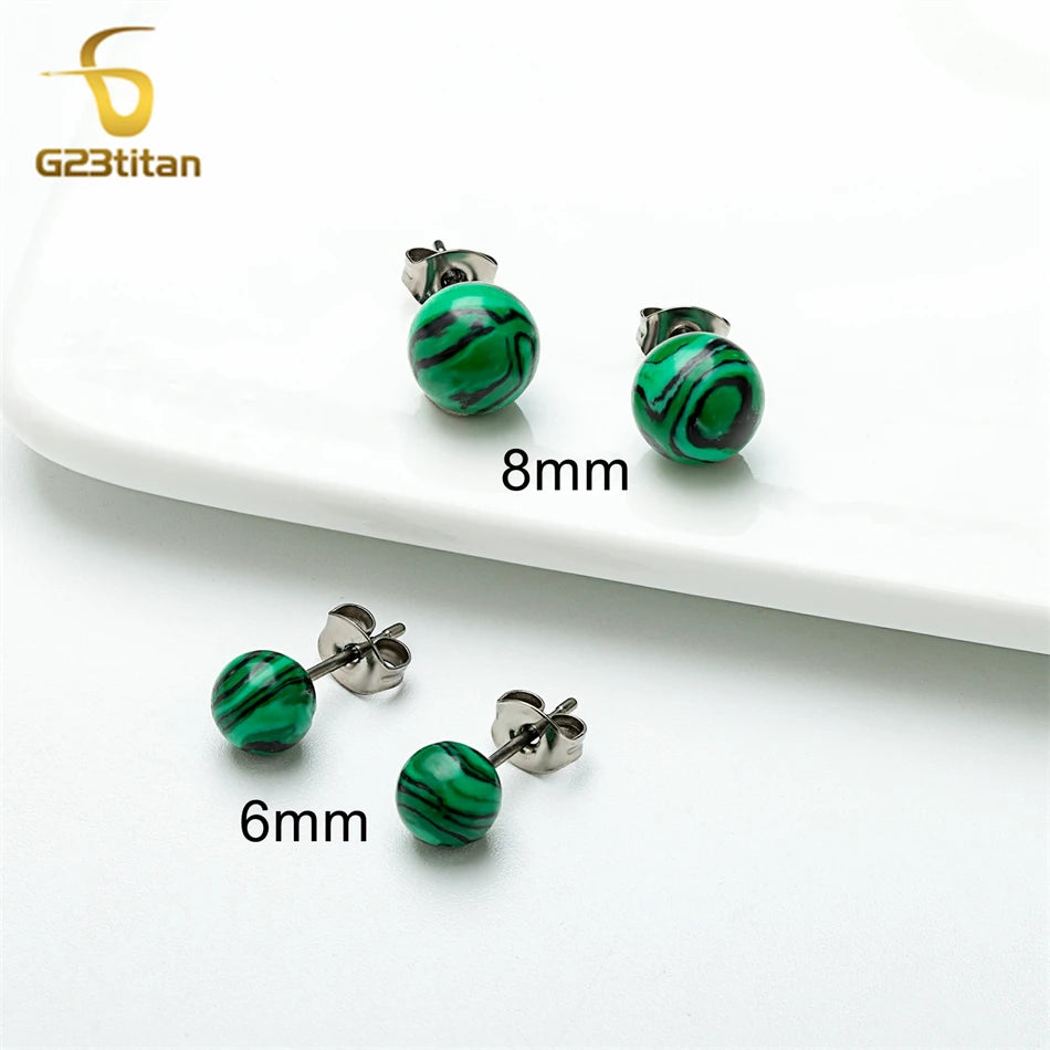 Charming Malachite Stone Stud Earrings