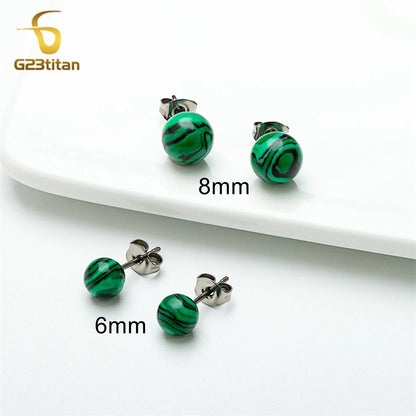 Charming Malachite Stone Stud Earrings