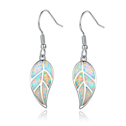 Leaf Imitation Blue Opal Earrings