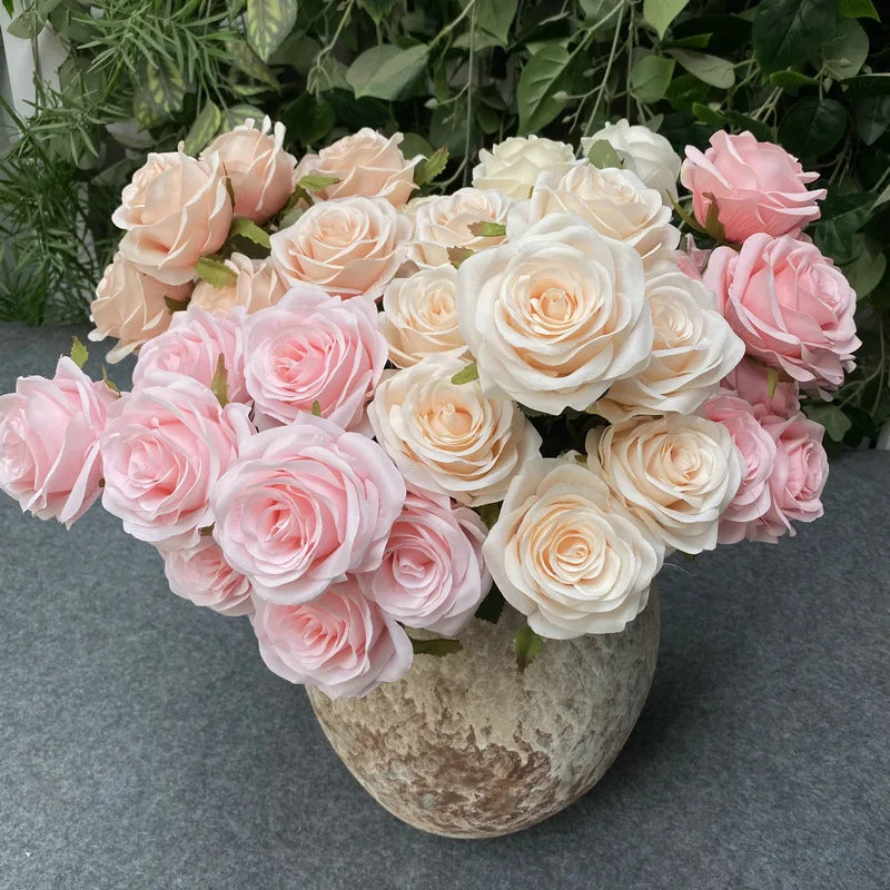 9 Roses/Bouquet - Artificial Silk Flowers