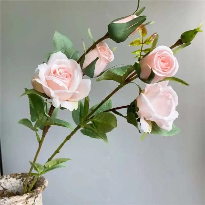 NEW rose branch 5 heads silk artificial flowers