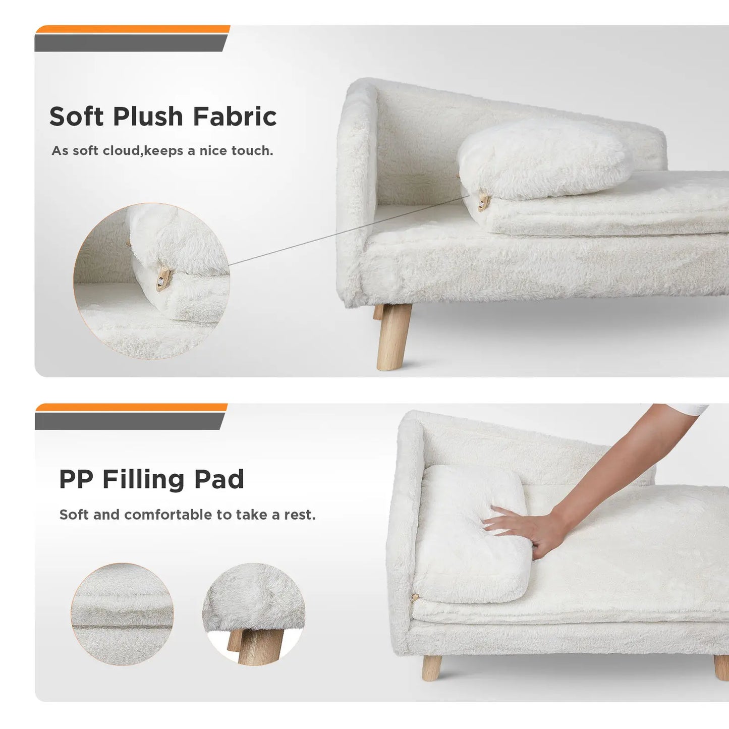 Elevated Pet Bed - Solid Wood Legs with Soft Cushion