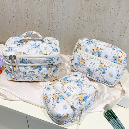 Quilted Makeup Bag- Floral Cosmetic Bag﻿
