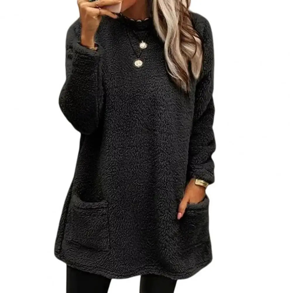 Casual Mid Length Sweatshirt with Pockets
