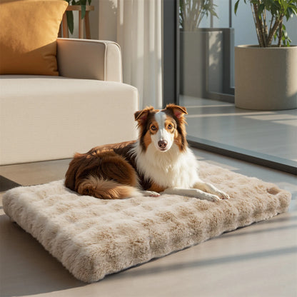 Plush Faux Fur Crate Bed, Washable