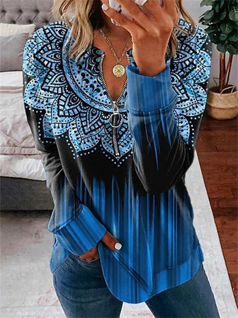 Women Fashion Zipper Casual Sweatshirt