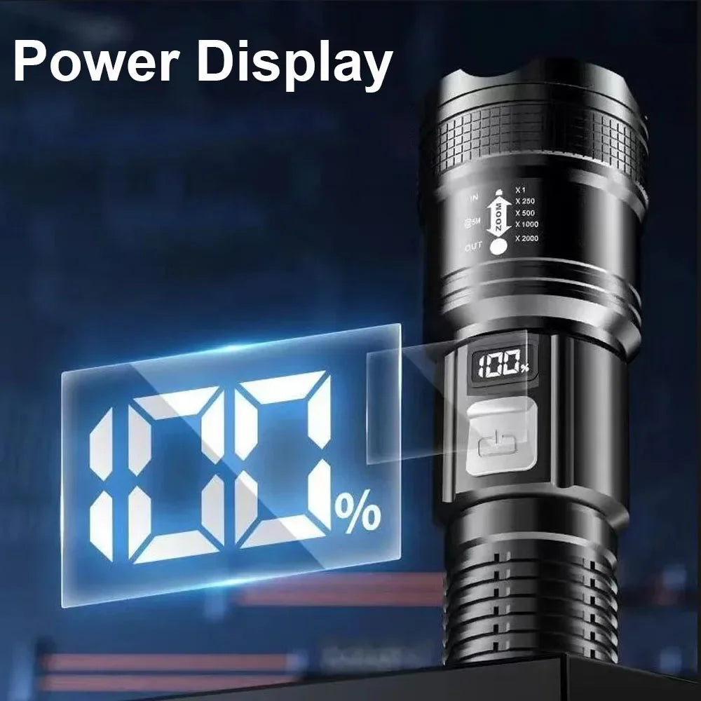 LED High Power Military Tactical Flashlight- Telescopic Zoom Torch Lamp