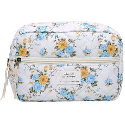 Quilted Makeup Bag- Floral Cosmetic Bag﻿