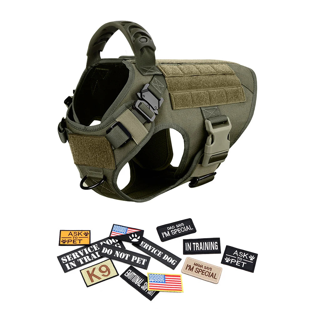 Large Dog Harness - Collar - Leash - Patches -Tactical Dog Accessories