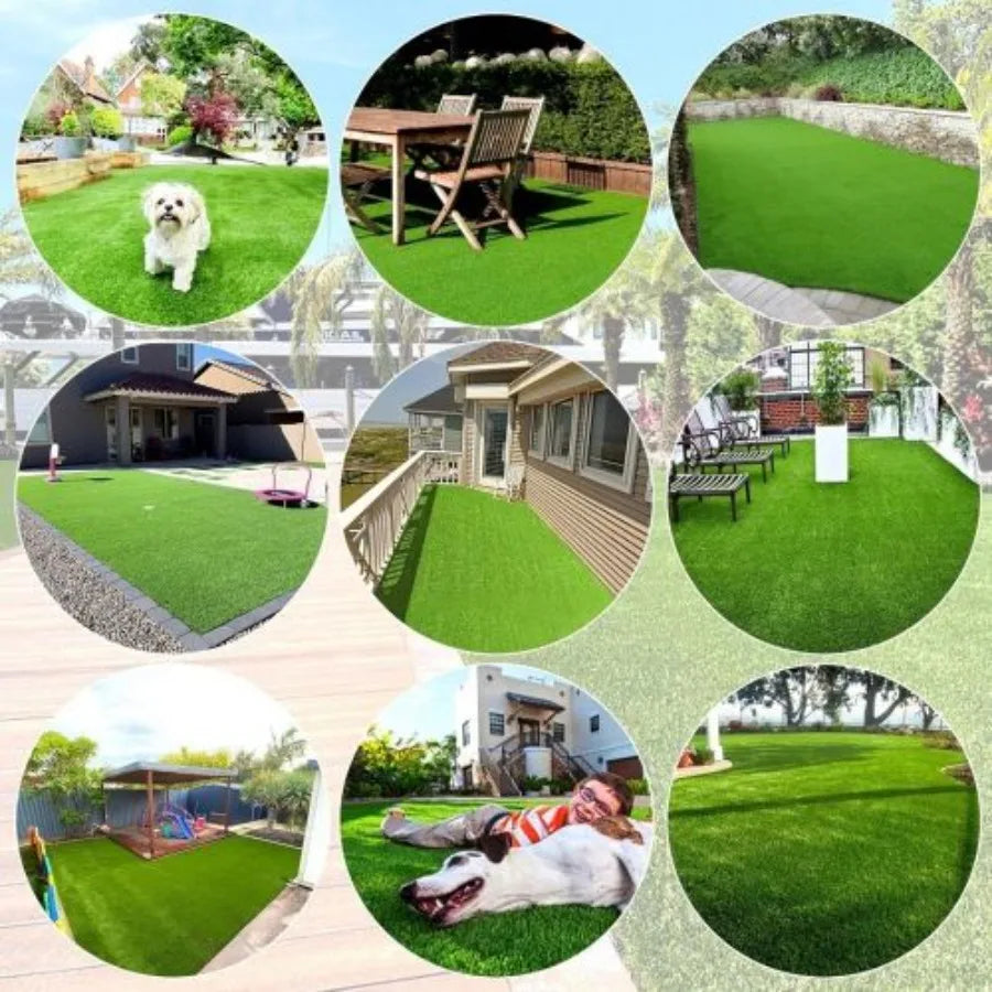 5ft x 10ft Premium Artificial Turf Mat with Drainage Holes. Thick Fake Grass with Rubber Backing Ideal for Indoor Outdoor