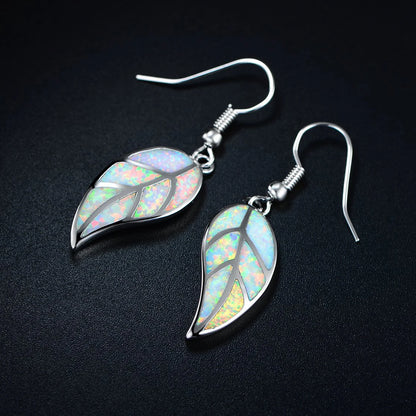 Leaf Imitation Blue Opal Earrings