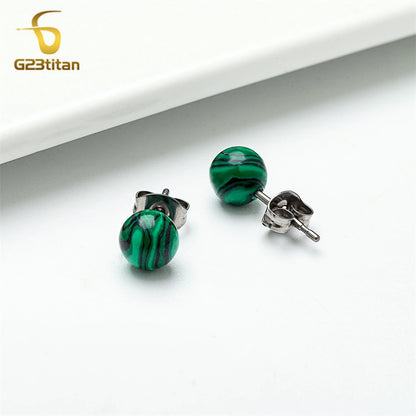 Charming Malachite Stone Stud Earrings