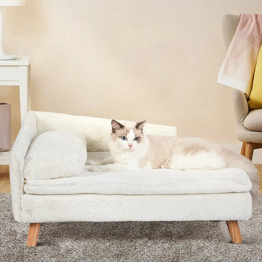 Elevated Pet Bed - Solid Wood Legs with Soft Cushion