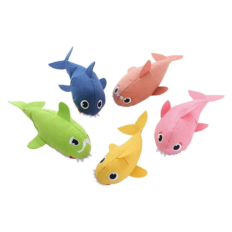 Plush cat toy- Shark family- contains sound paper