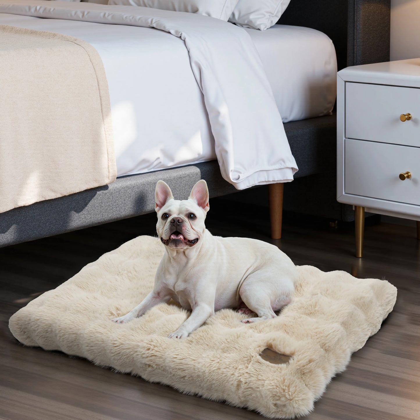 Plush Faux Fur Crate Bed, Washable