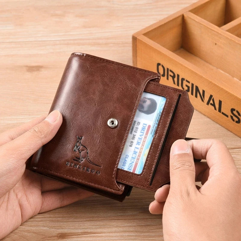 Leather Men's Wallet - RFID Card Holder -  Zipper Coin holder - Billfold