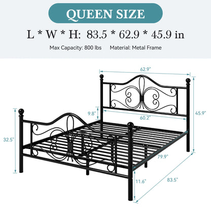 Metal Design Bed Frame with Design Headboard & Footboard
